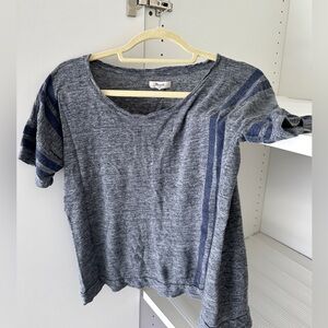 Gray Madewell T shirt with blue stripes | size M